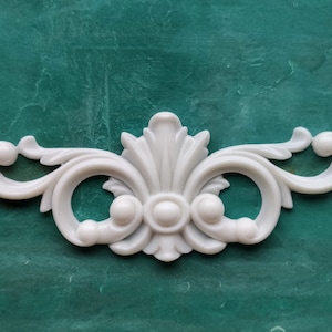 Decorative resin pediment onlay for furniture upcycling, furniture applques, resin onlay, furniture upcycling