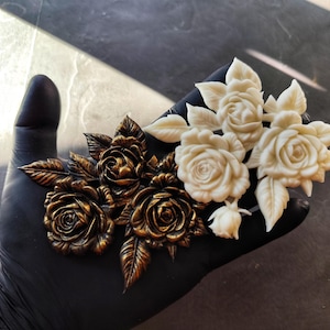 Roses flowers bush resin applique, furniture makeover, decorative moldings, furniture embellishment, flower appliques