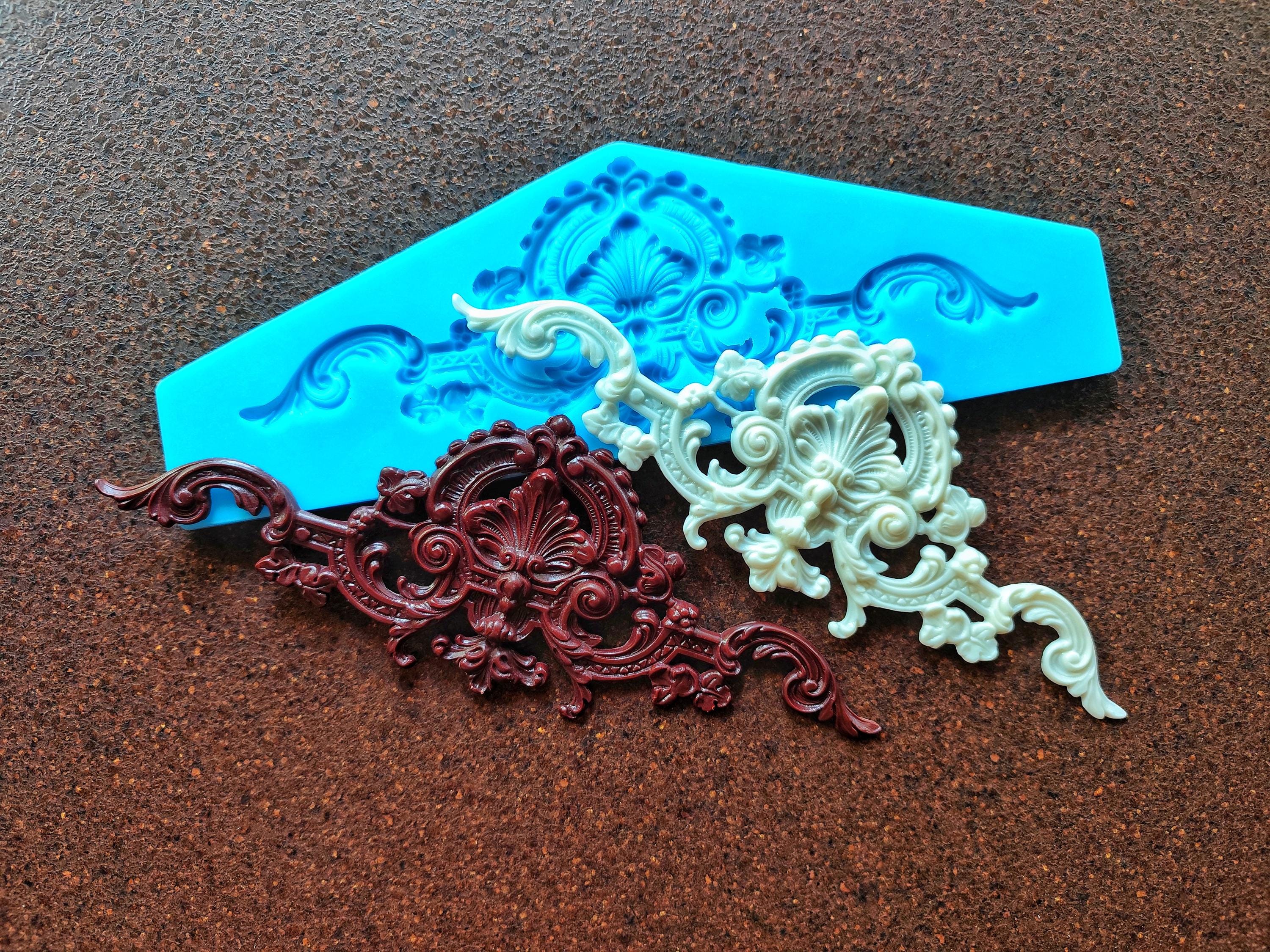 Vintage Furniture Pediment Silicone Mold: Ornate Applique, Resin Clay