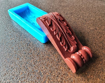 Acanthus Bracket Silicone Mold: Wood Texture Furniture Applique (5.9 inch)