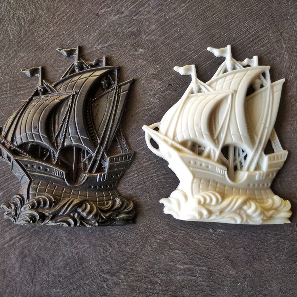 Sailboat resin applique, boat moulding, furniture appliques, little frigate onlay, sea mouldings