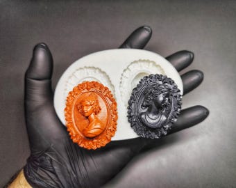 Woman Cameos Silicone fondant Mold, food-grade molds, molds for chocolate. Clay, Resin,