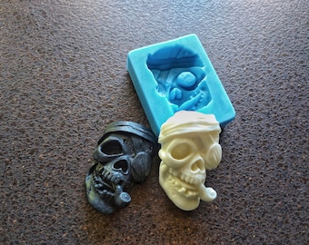 Pirate Skull Silicone Mold: Resin, Concrete, Aquarium Decor