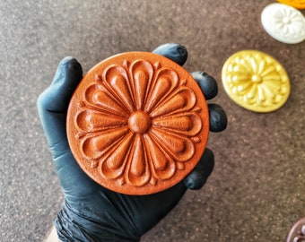 Round furniture rosettes 3 sizes | Furniture decoration embellishment wood texture carvings DIY appliques