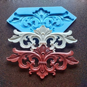 Silicone Large Mold for vintage pediment 32cm long, upcycled furniture, furniture pediment, concrete mold