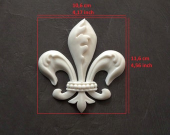 Fleur de Lis resin applique, furniture upcycling , medieval decor, heraldic lily, wall decore, herald lilly