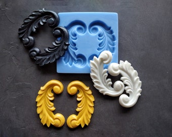 Leaf Silicone Mold Pair, Wood Texture Appliques for Furniture
