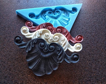 Vintage Shell Pediment Silicone Mold: Furniture Applique, Clay & Resin