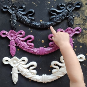 Extra Large Swag Bow Resin onlay , furniture upcycling , central moulding , applique mold , furniture applique  mould for furniture