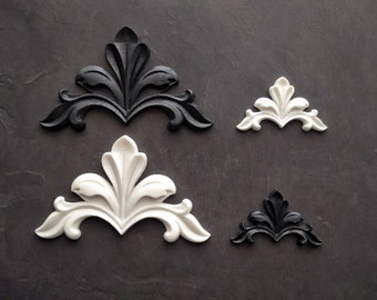 Vintage ornate corners set (2pcs) ,furniture 3d corners, furniture appliques, resin corners, frame corners