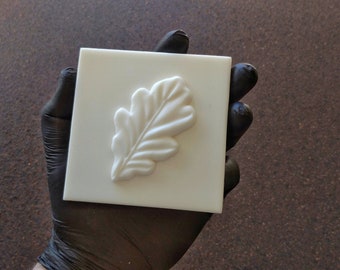 Oak Leaf Resin Tile: 3D Backsplash, DIY Art (10x10cm)