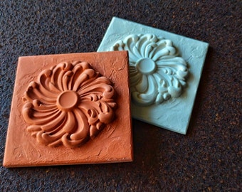 Shabby Chic Resin Tile: 3D Whirlpool Decor (9.8cm)
