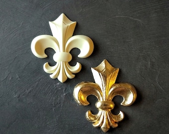 Applique in resina Fleur de Lis, riciclo di mobili, decorazioni medievali, giglio araldico, decorazioni murali