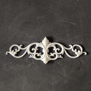 Furniture ornate central pediment 19cm long, furniture appliques, resin onlay, furniture upcycling