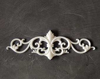 Ornate Furniture Pediment Applique, Resin Onlay, Vintage Style (19cm)