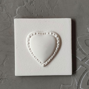 Square tile with heart element made from Jesmonite 3.8*3.8in (9.8cm) | Handmade Tiles