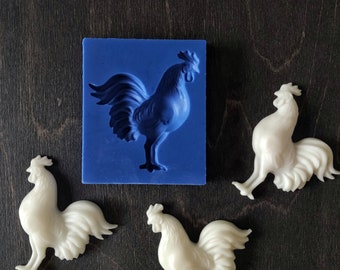 Rooster silicone mold, mold for clay, mold for resin, furniture appliques, rooster mouldings, animal molds