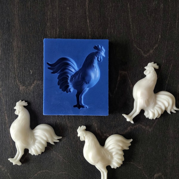 Rooster silicone mold, mold for clay, mold for resin, furniture appliques, rooster mouldings, animal molds