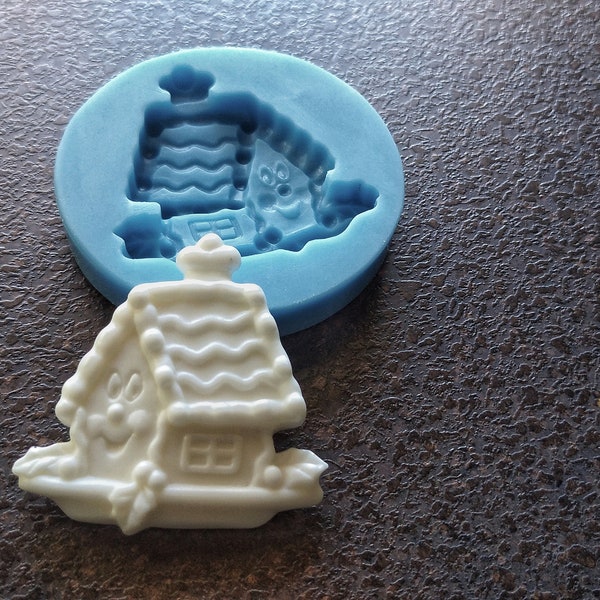 Silicone mold little sugar house, polymer clay mold , mold for resin, miniatures mold,