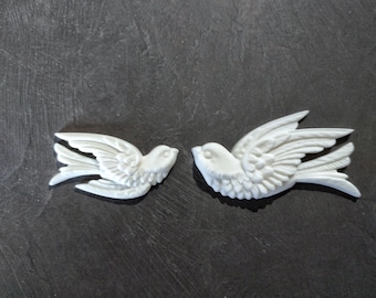 Birds Pair Onlays (2pcs),furniture applique, onlay mouldings, resin appliques, furniture decors, birds onlay, animal mouldings