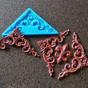Vintage Corner Silicone Mold: Furniture Appliques, Clay & Resin Mould (10x10cm)