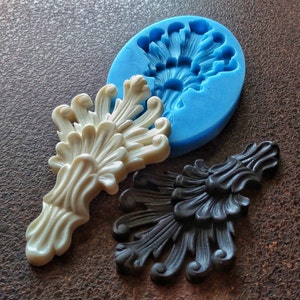 Silicone Mold Vertical furniture embellishment 13.9cm high, Furniture pediments, ornate mouldings, wall pediment, vintage upcycling