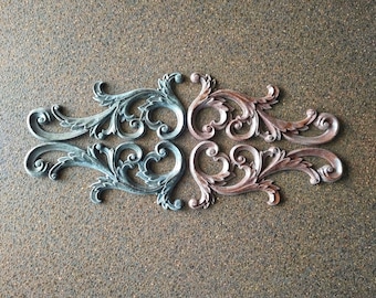 Ornate Resin Corner Appliques: Vintage Furniture Pediment (Set of 2)