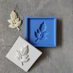 Tile with leaf silicone mold for kitchen backsplash, cabinets, hand painted tiles, mold for resin, mold for concrete, mold for cement