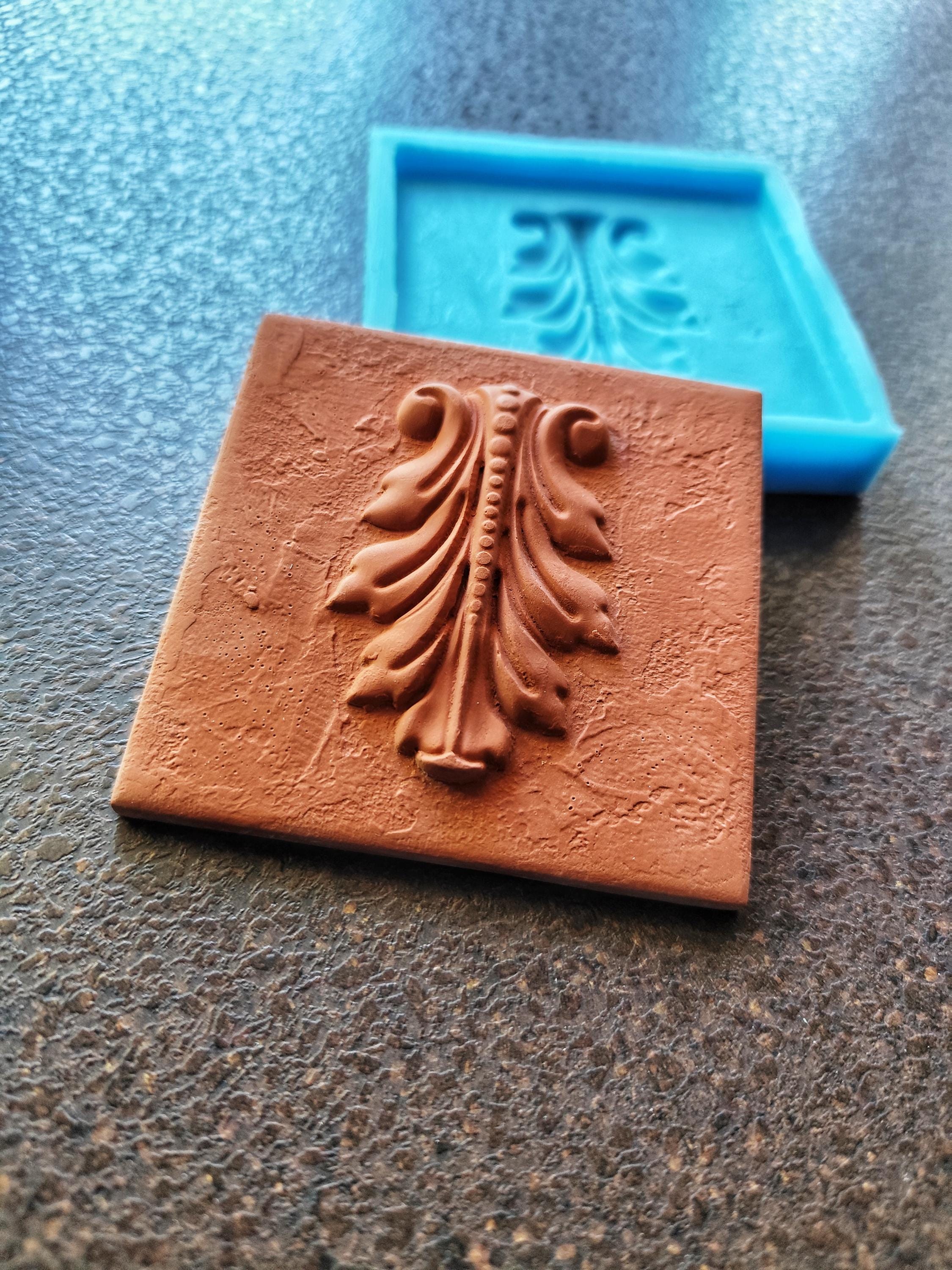 Molds アシモクラフト　asiパレ　38パレ Acanthus Leaf Tile Silicone Mold: Vintage Texture, Clay & Concrete