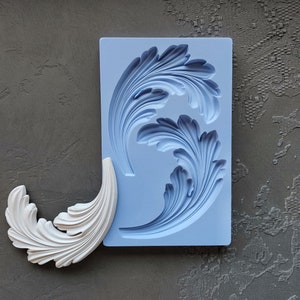 Silicone Mold Leafs Pair, mold for clay mould for resin furniture appliques mebel upcycling, concrete molds