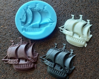 Frigate Silicone Mold: Boat Applique for Furniture, Clay & Resin Crafts