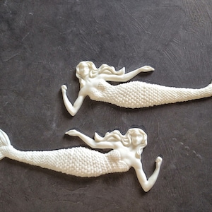 Beautiful mermaids pair, resin mermaids, furniture appliques, wall decor, sea decor, fabulous creatures