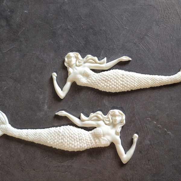 Beautiful mermaids pair, resin mermaids, furniture appliques, wall decor, sea decor, fabulous creatures