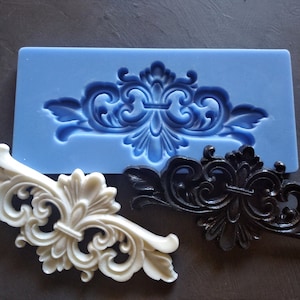 Silicone Mold for vintage chic central pediment, upcycled furniture, furniture pediment, mold for clay, mold for resin