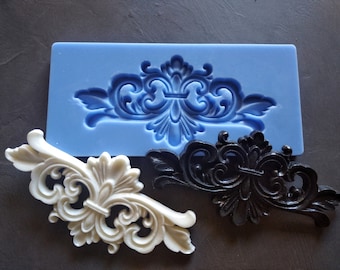 Silicone Mold for vintage chic central pediment, upcycled furniture, furniture pediment, mold for clay, mold for resin