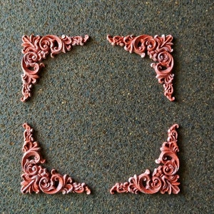 Corners resin appliques set (4pcs), vintage corners , decorative corners , furniture appliques