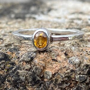 Yellow Sapphire 925 Silver Ring -Size J1/2 - Faceted Yellow Gemstone Ring -Fancy Sapphire  - Sapphire Engagement Ring - Yellow Cut Sapphire