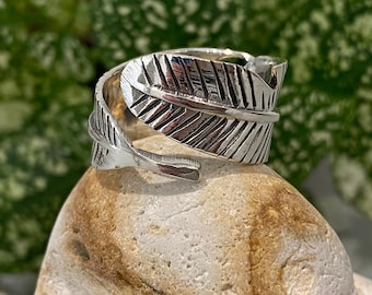 Silver Feather Ring - Sterling Silver Adjustable Feather Ring - Angel Jewellery - Feather Ring - Silver Feather Jewellery - Adjustable Rings