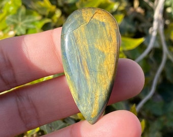 Nellite Cabochon, 41x21mm - Natural Nellite Cabochon - Pietersite / Tigereye Loose Pear Gemstone - Polished Nellite - Golden Gemstone