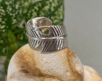 Silver Feather Ring - Sterling Silver Adjustable Feather Ring - Angel Jewellery - Feather Ring - Silver Feather Jewellery - Adjustable Rings