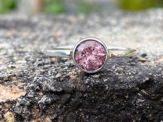 Pink Tourmaline Sterling Silver Ring cut Pink Tourmaline sterling