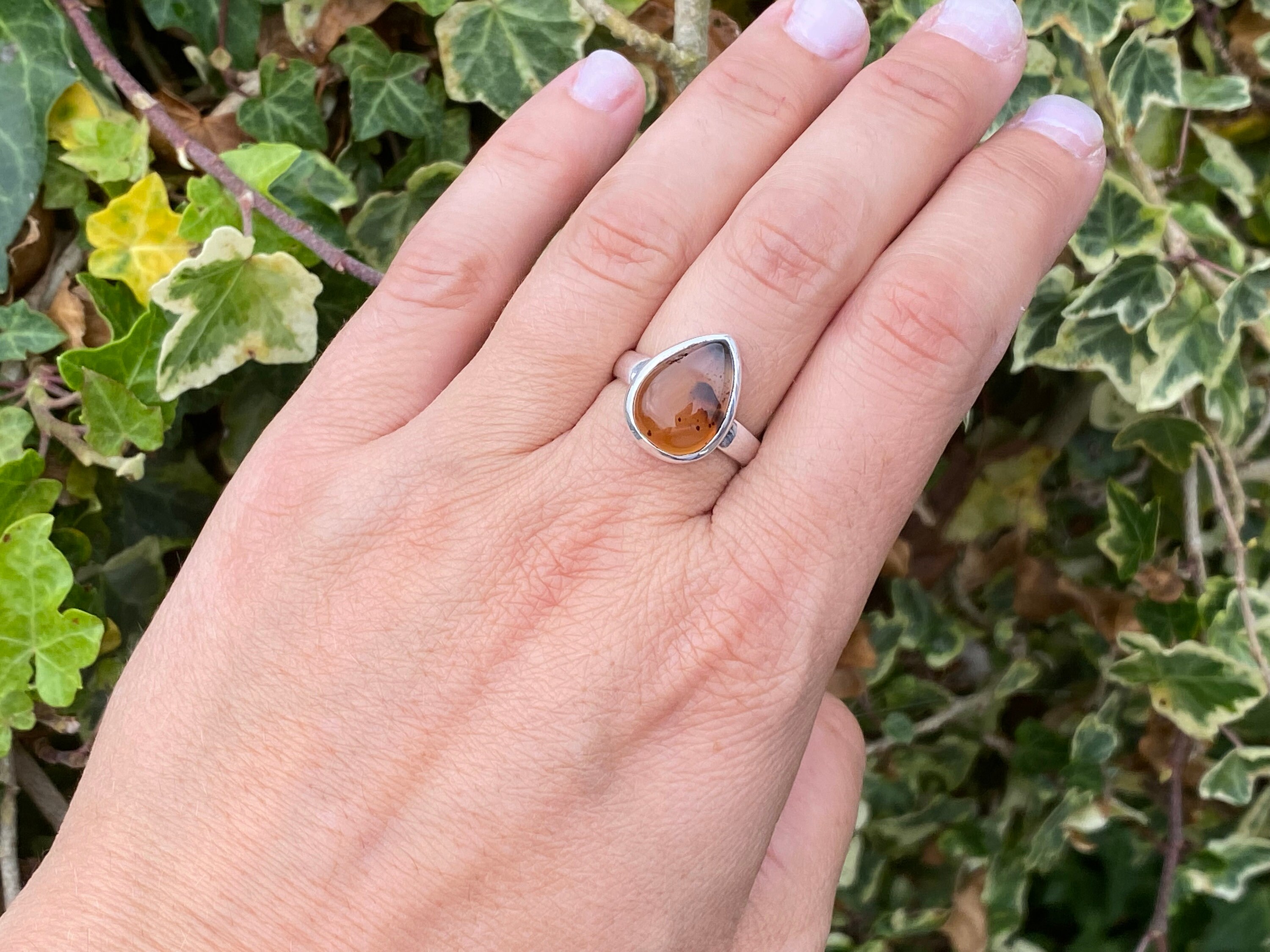 モンタナアゲート925シルバーリング - サイズN1/2 - 天然モンタナ