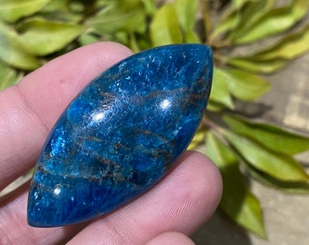 Natural Apatite cabochon, 23x48mm, 13.2g in weight-Apatite Loose Gemstones -Neon blue Apatite -Apatite Specimens -Apatite crystals