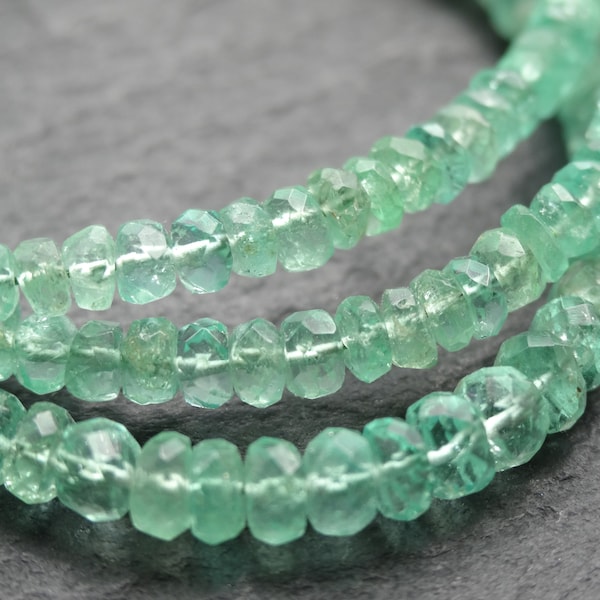 Colombian Emerald 2.5mm - 3.8mm graduated cut rondelle beads - 17 inches / 43.3cm long string - full string.