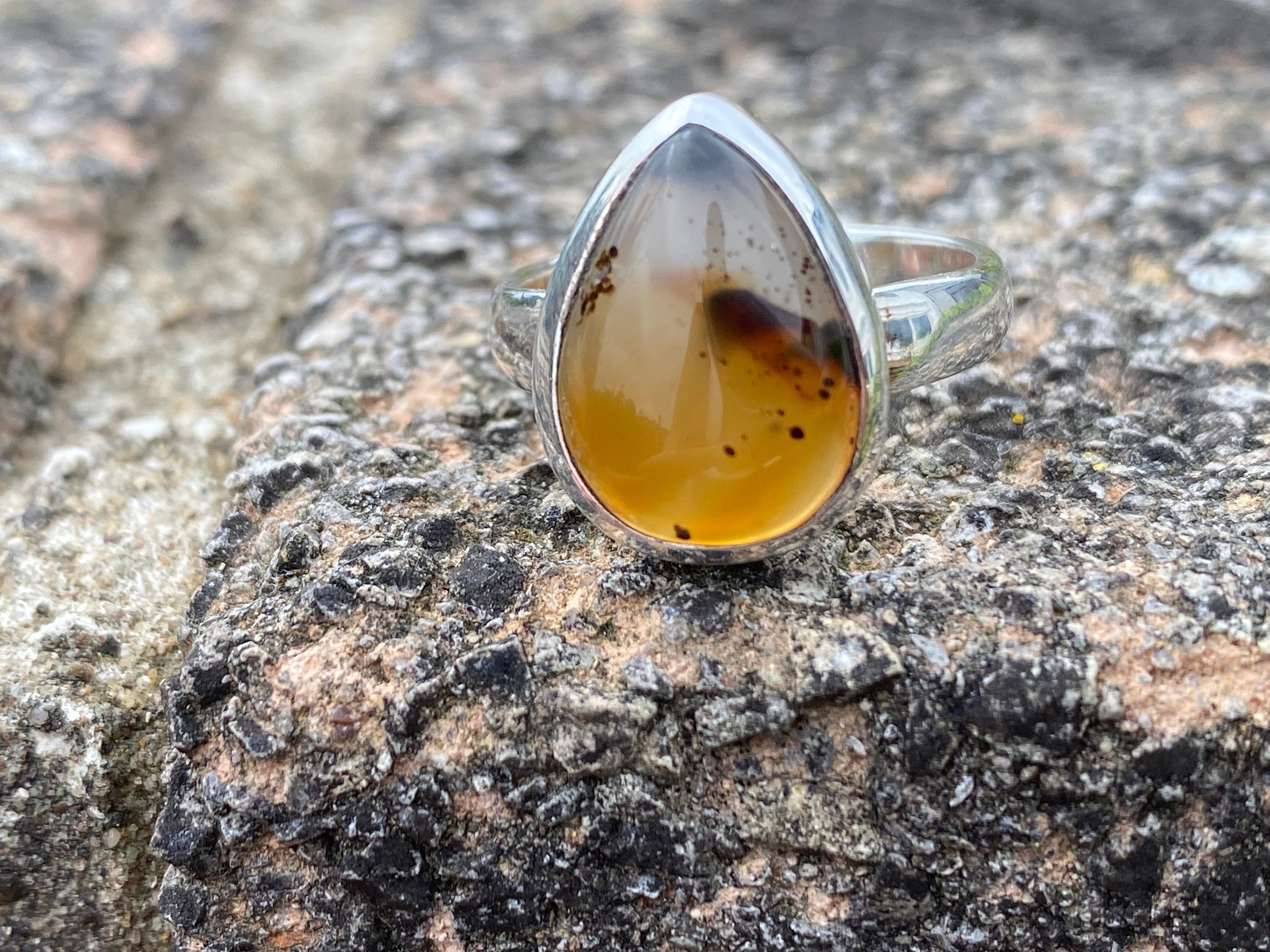 モンタナアゲート925シルバーリング - サイズN1/2 - 天然モンタナ