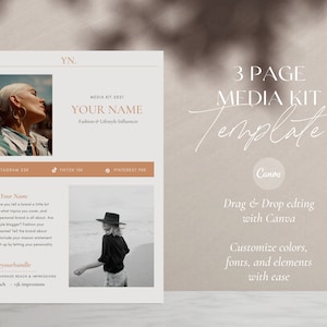 3 Page Media Kit Template | Influencer Media Kit | Blogger | Instagram Influencer | Media Press Kit | Canva Template | Single Page Media Kit