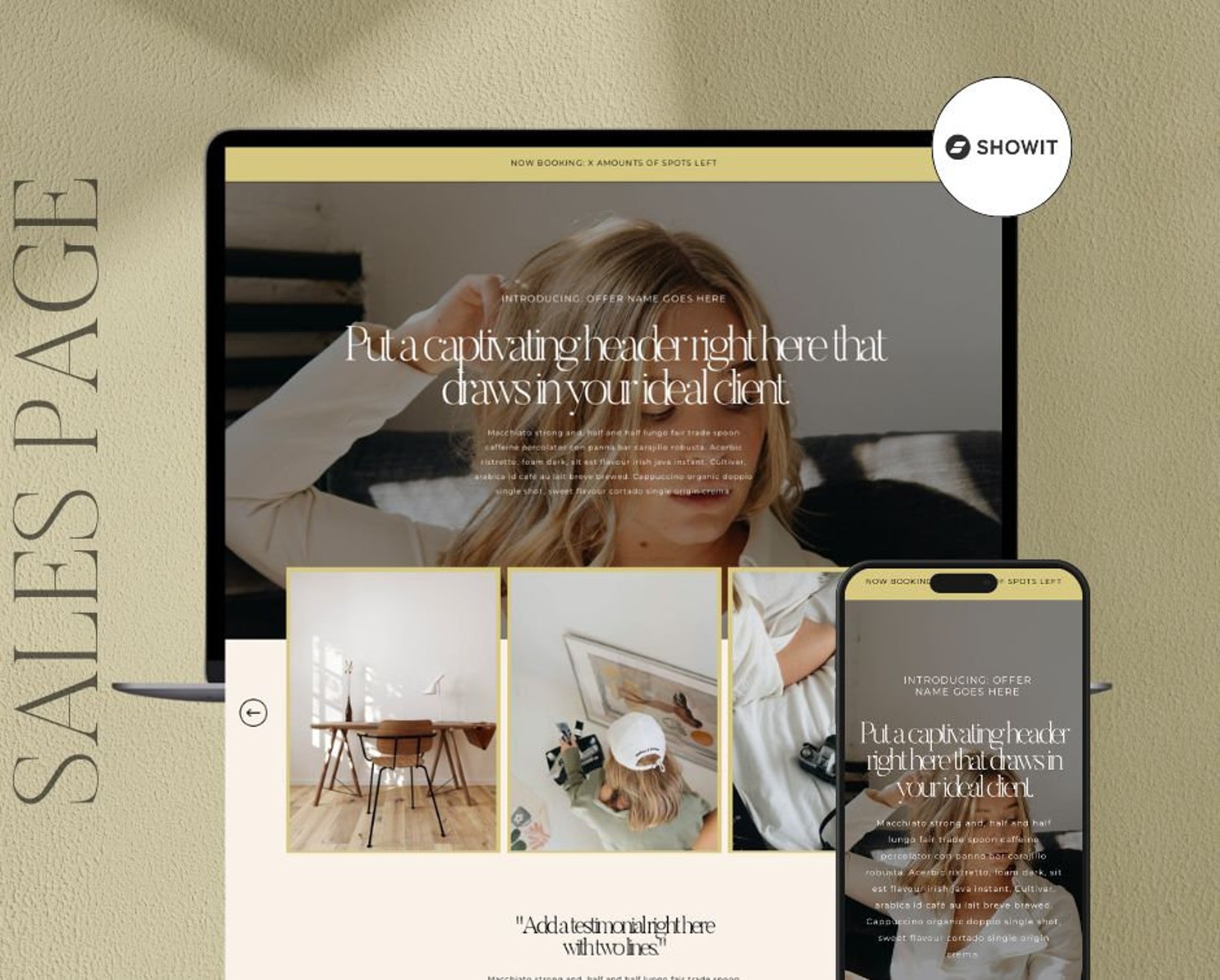 Showit Sales Page Template, Showit Website Template, Sales Page Website
