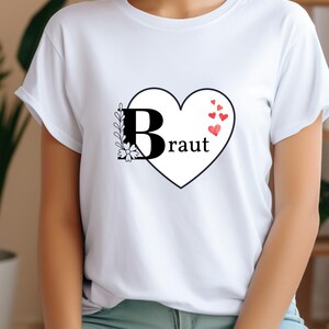JGA bride shirt with heart, bride T-shirt for hen party, personalized T-shirt bride