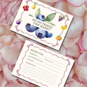 Cartolina JGA donna (10 pezzi) "Fresco dal mercato", regalo di nozze, regalo per la sposa, decorazione JGA, accessori JGA donna, scheda ricetta