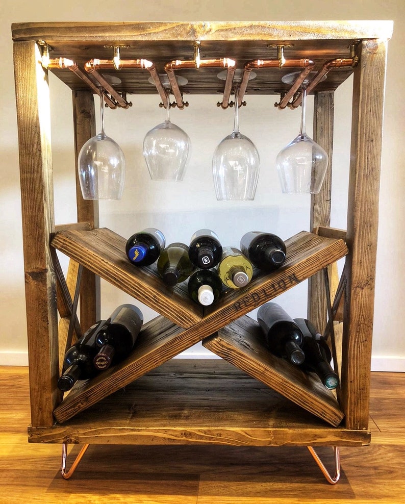 Wine Rack Floor Standing Reclaimed Wood Etsy UK